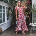 thumbnail image 4 of Vintage Clothing Women's Floral Maxi Dresses Boho Button Up Split Summer Casual Long Dress Beach Party Dress, Sizes S-2XL, 4 of 5