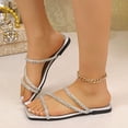 thumbnail image 4 of Bxsruta Women's Plus Size Rhinestone Toe Wraparound Sandals with Two-Way Wear and Soft Insole for Spring Summer Outdoor Beach Comfortable Flat, 4 of 8