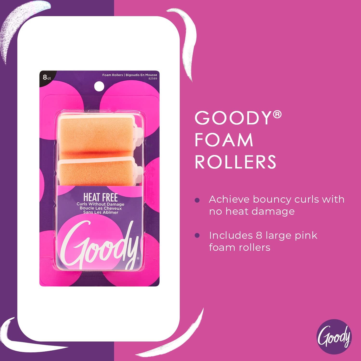 Goody Styling Essentials Roller Foam, Large Pink, 8 Count