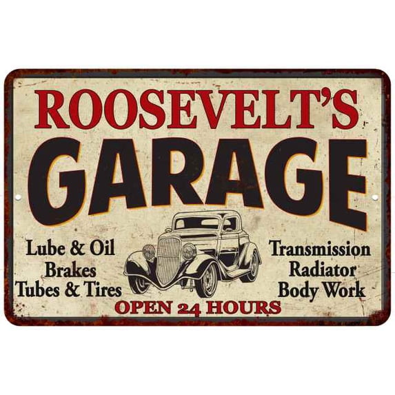 ROOSEVELT'S Garage Man Cave Metal Sign Decor 8x12 208120014401