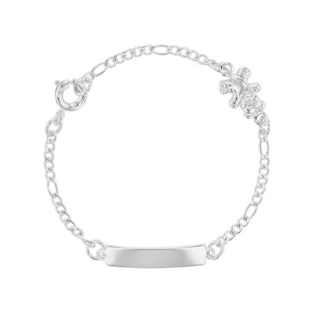 Silver Plated Teddy - Silver Plated Teddy Bear Bracelet Link Identification Toddler Children Kids 5
