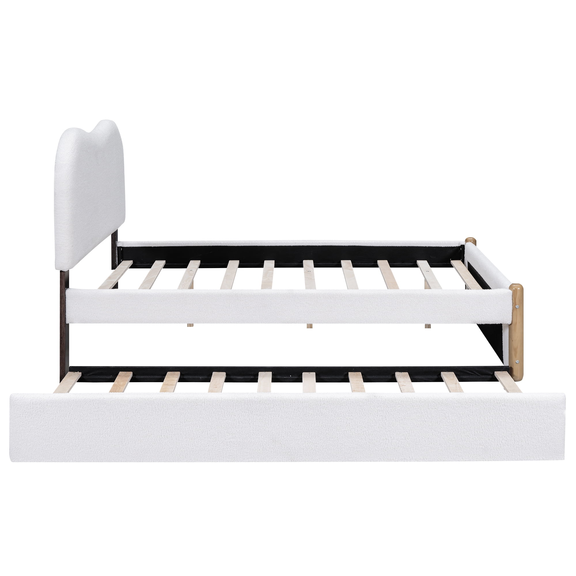 Euroco Full Classic Upholstery Platform Beds for Kids Teens, White