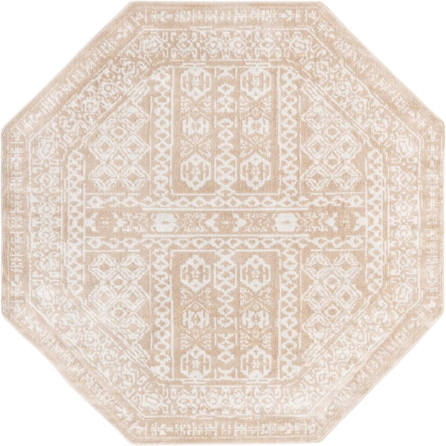 Unique Loom Tapis Design Complexe Oxford 7' x 7' Octogone Beige/ivoire
