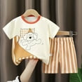 thumbnail image 2 of NIEWTR Toddler Baby Boy Girls Clothes Outfits Short Summer SleevePrinted Shirt Shorts Sets Cartoon Print 2PC Summer Pjs For 18-24 Months 5t 6t Children's Day Gift 2PCS Set ,3-4 Years, 2 of 3