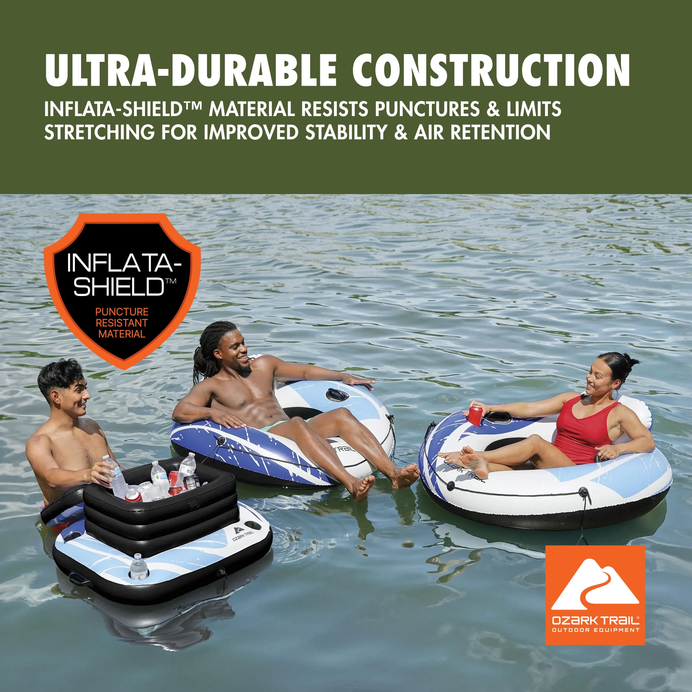 Ozark Trail Rapid Rider River Tube 2-Pack and Inflatable Cooler Combo