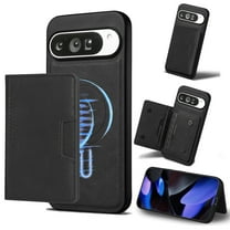 Detachable Wallet Case for Google Pixel 10 Pro XL Card Slots Holder, Premium PU Leather Magnetic Cover Wireless Charging, Shockproof Removable Flip Kickstand Protective Case, Black