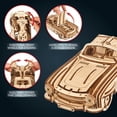 thumbnail image 4 of UGEARS Winged Sports Coupe Model Car Kit - 3D Wooden Puzzle Car âModel Kit for Adults to Build - DIY Wooden Car Model Kit with Authentic Gull-Wing Design Car Model, 4 of 9