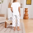 thumbnail image 6 of LIZUOJUN Lightweight Breathable V Neck Pajamas for Women Short Sleeve Capri Pants Cartoon Print Soft Sleepwear Loungewear 2 Piece Set Summer Casual Wear Daily Wear - 2XL, 6 of 7