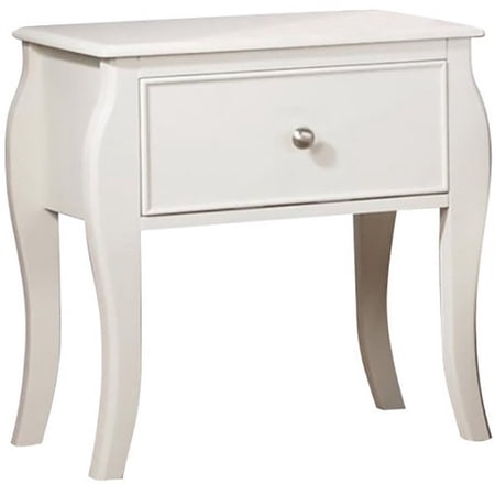 Bowery Hill 1 Drawer Nightstand in White and Silver