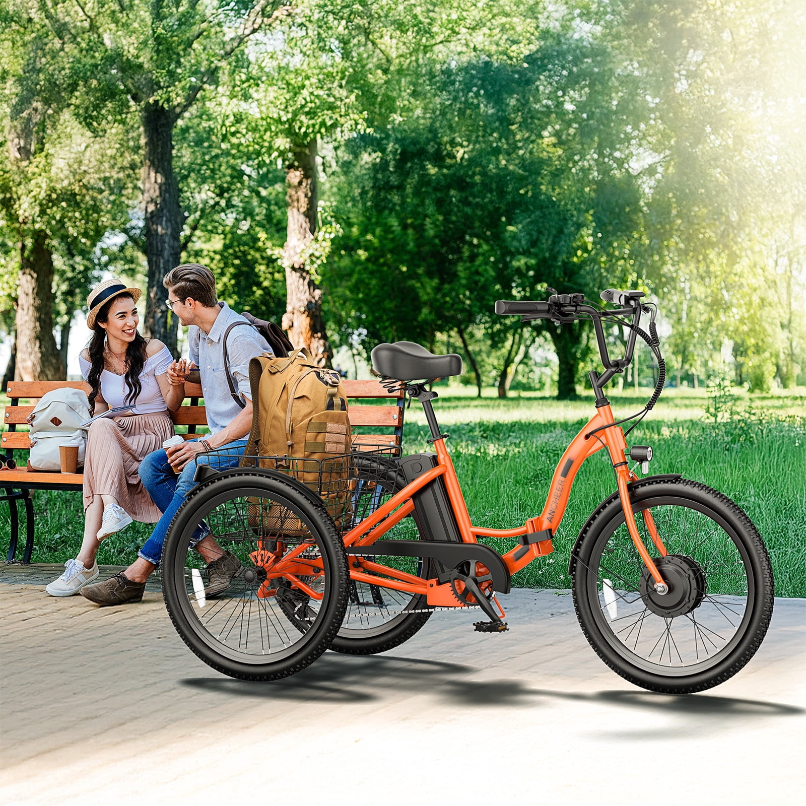 ANCHEER Electric Tricycle for Adults,24" Folding Electric Trike,3 Wheels Electric Bicycle Bikes,350W Step-Thru Etrike with 48V/499Wh Removable Battery,15.5MPH & 55Miles Electric Bike UL2849