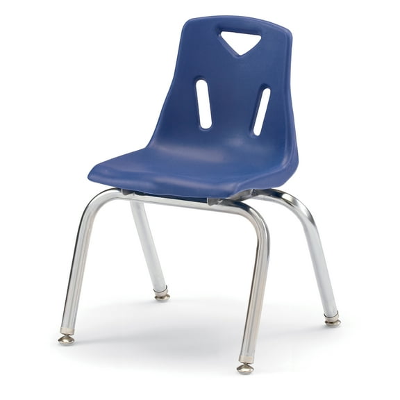 Stacking Chair with Chrome-Plated Legs - 14" Ht - Blue