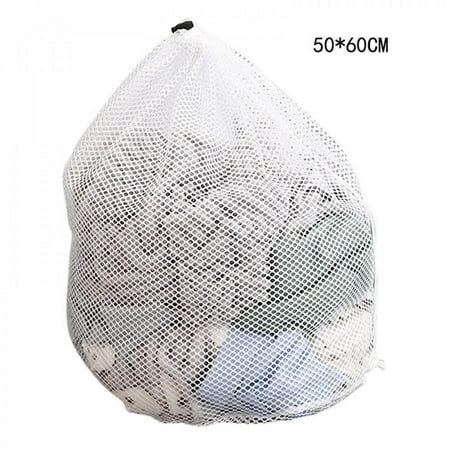 

Clearance! Practical Large Washing Net Bags Durable Fine Mesh Laundry Bag with Lockable Drawstring White