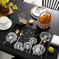 thumbnail image 3 of White Dandelion Placemats Set of 4, Spring Flowers Botanical Vintage Black Placemats for Dining Table, Place Mats for Kitchen Tabletop, Waterproof Wipeable Dining Table Mats Set, 3 of 9