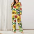 thumbnail image 3 of Bingfone Womens Pajama Sets Sunflower Cornflower Poppy Print,Long Sleeve Loungewear Pajamas Set-Small, 3 of 9