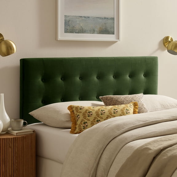 Emily Stain-Resistant Performance Velvet King Size Headboard in Moss Green