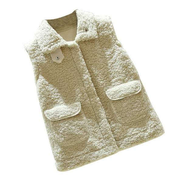 Raindrops Ladies Waistcoats Sleeveless Jacket Warm Fleece Vest for Women Beige L 1Pcs