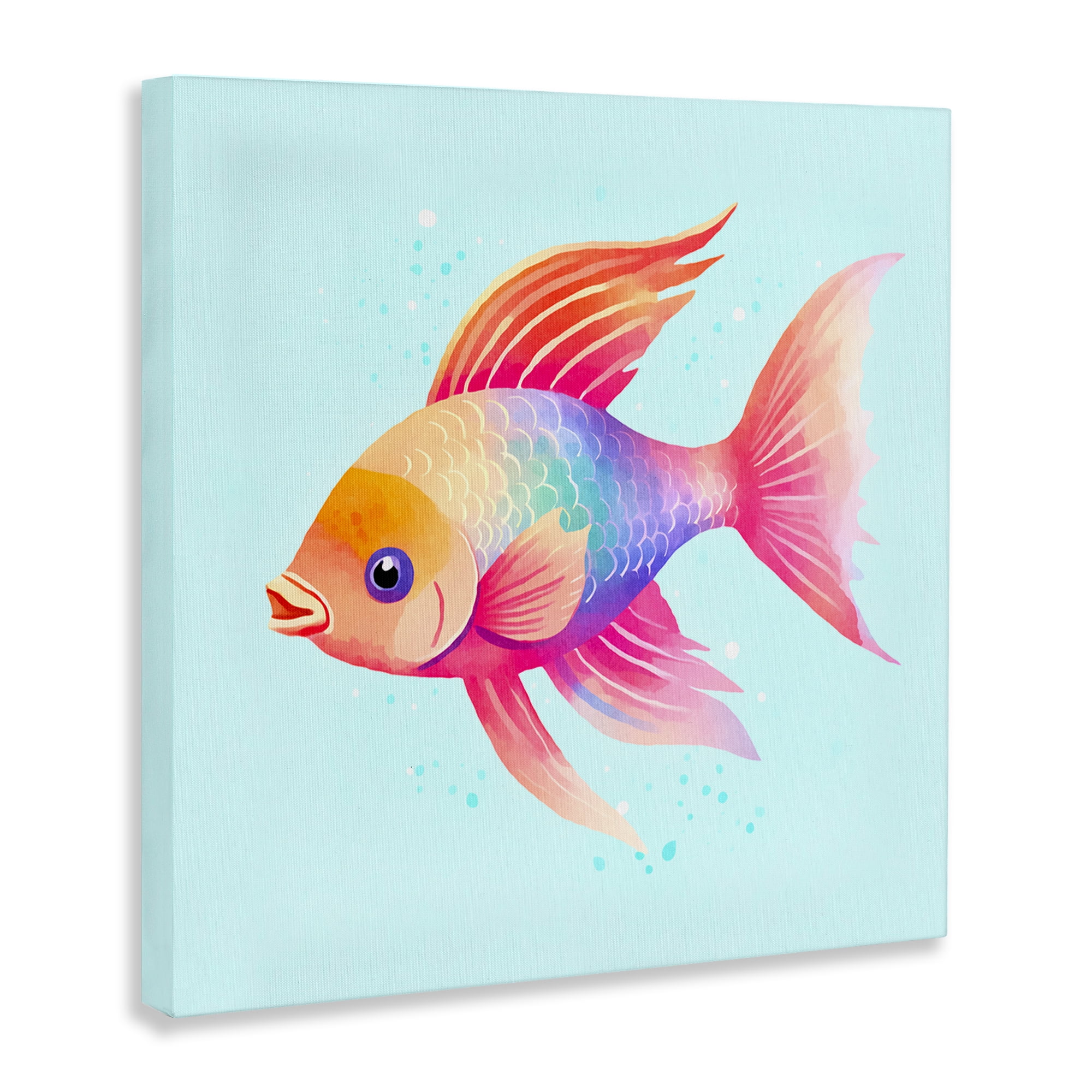 Stupell Industries Whimsical Gradient Fish Animals Painting Wrapped Canvas Art Print Wall Art, 30 x 30