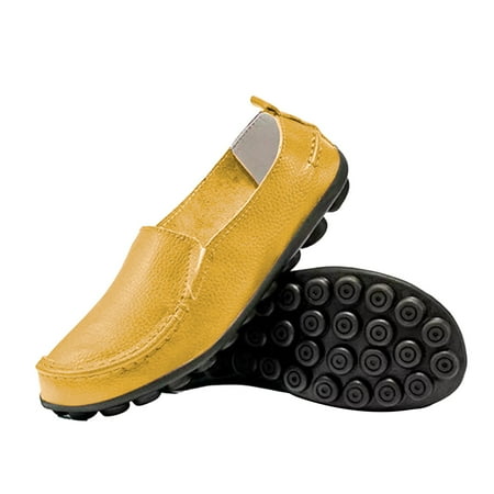 

NRUDPQV women s flats985 Women s Casual Shoes Flat Heeled Sole Slippers Comfortable Single Shoes Loafers Yellow Flats
