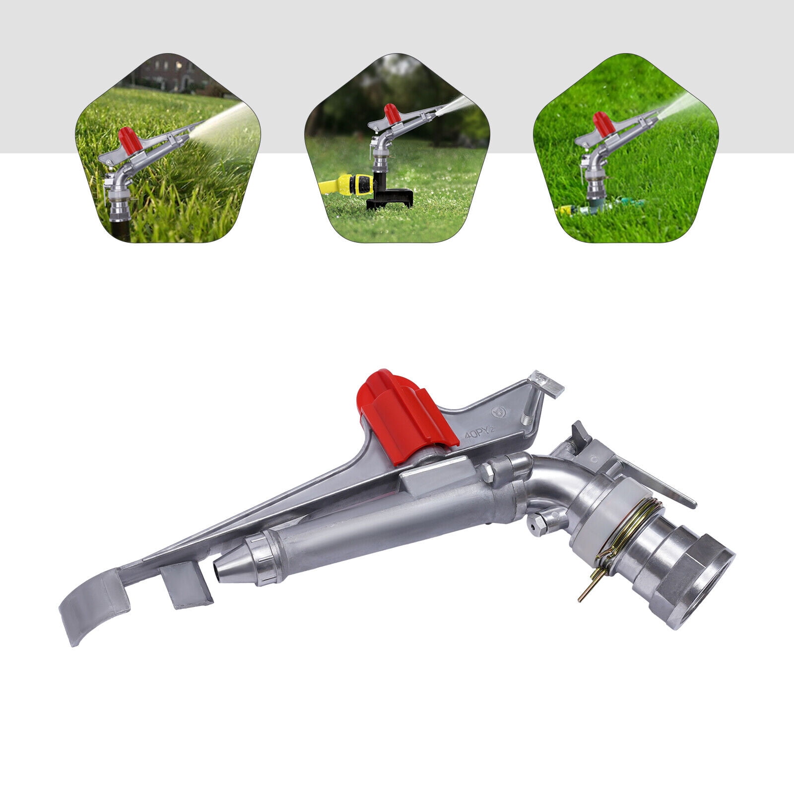 ToppiJoy 2" Impact Sprinkler 360° Adjustable Long Range Water Irrigation Spray Gun Tool Kit Large-Area Watering Sprinkler Agriculture Irrigation Sprinkler for Garden Farm Lawn Forestry