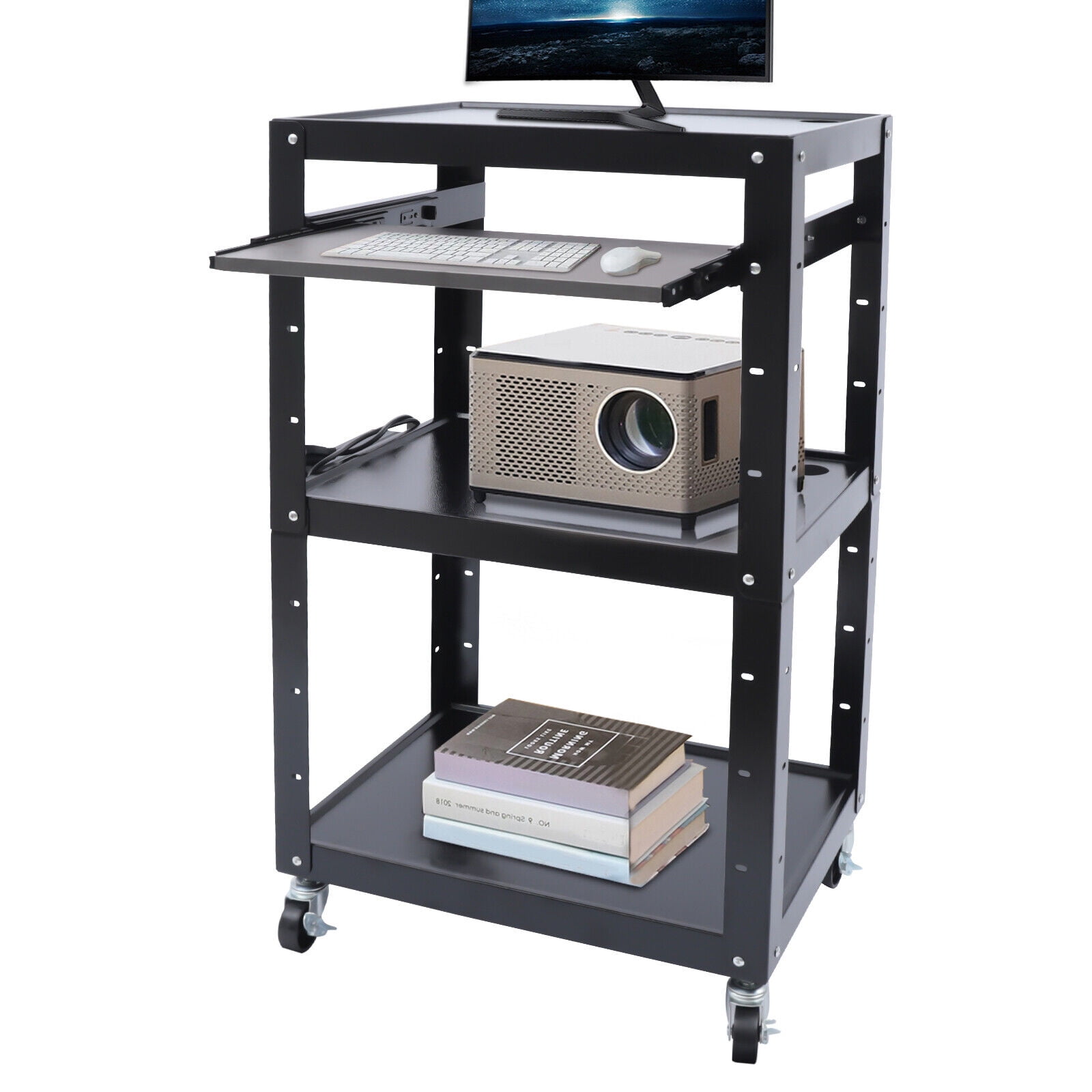DENEST AV Cart Height Adjustable Free Standing Rolling Standing Desk Home Office Desk