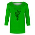 thumbnail image 4 of HKEJIAOI Chandail à Col Rond pour Femmes, Manches 3/4, T-Shirts Graphiques Mignons avec Fleurs, Décontracté, Été, Vert 2TG, 4 of 4