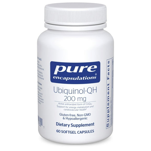 Pure Encapsulations Ubiquinol-QH - 200 mg Ubiquinol - Active Form of Coenzyme Q10 - Heart Health & Energy Metabolism Support* - Antioxidant Supplement - 60 Softgel Capsules