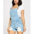thumbnail image 2 of Womens Cute Denim Romper Overall Shorts – Raw Hem Bib Shortalls CTB686, 2 of 7