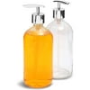 2-Pack Clear 16oz/500ml Glass Hand Soap Dispenser Bottle with Silver Pump for Kitchen Bathroom