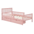 thumbnail image 4 of Jopath Twin Size Wood Platform Bed with Guardrails on Both Sides and Two Storage Drawers for Toddler Kids Teens,Pink, 4 of 9