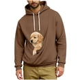 thumbnail image 5 of Ceisia Men's Loose Fit Hooded Sweatshirt with Large Pet Pocket & Puppy Print for Casual Wear Brown XXXL Gifts, 5 of 5