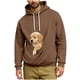 thumbnail image 2 of Ceisia Men's Loose Fit Hooded Sweatshirt with Large Pet Pocket & Puppy Print for Casual Wear Brown XL Gifts, 2 of 5