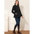 thumbnail image 2 of Abrigo de mujer con cuello ponit, gabardina de un solo pecho, gabardina Negro L, 2 of 5