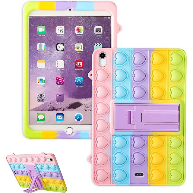 Funda Ubiuocolor con forma de corazón para iPad Air 4 de 10,9" (2020) y Pro de 11", divertida y divertida funda de silicona kawaii, con un diseño único y elegante, ideal para niñas y niños.
