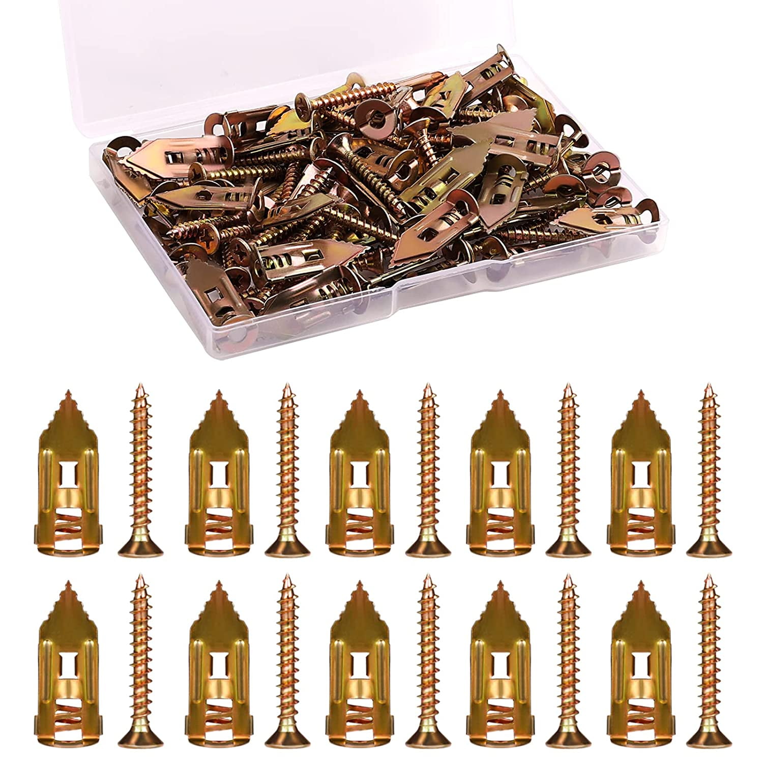 50 Sets Drywall SelfDrilling Anchors with Screws, Carbon Steel Hollow