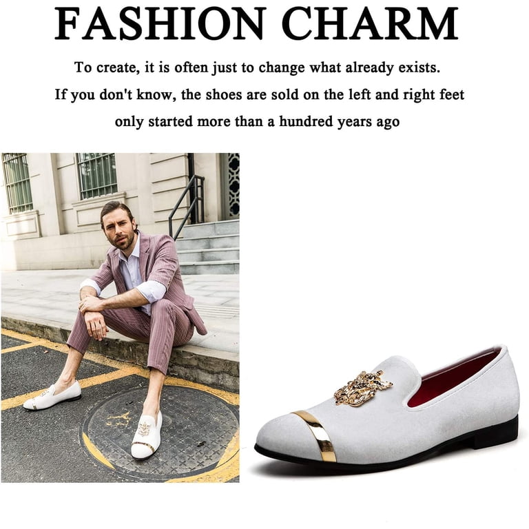 JITAI Mens Dress Tuxedo Shoes for Men Slip-on Loafers White  display picture 1