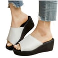 thumbnail image 6 of KIJBLAE Women's Peep Toe Thick Sole Wedge Platform Sandals, Wide Width Elevated Comfort Casual Summer Beach Slides White 39, 6 of 9