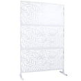 thumbnail image 5 of DUOSONG Outdoor & Indoor Privacy Screen Metal Privacy Screen 76" H×48" W, Freestanding Decorative Privacy Screen For Deck Balcony Patio, Privacy Fence Panels For Outside Lawn Garden Ps119 White White, 5 of 11