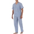 thumbnail image 2 of Fruit of The Loom - Conjunto de Pijama de Manga Corta y Pantalones Largos para Hombre, Raya Azul, Large, 2 of 7