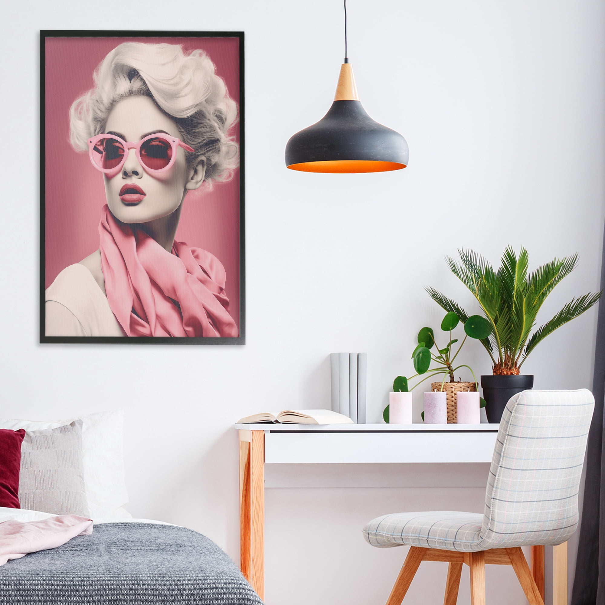 Stupell Industries Iconic Retro Chic Portrait Black Framed Giclee Art, design by Andrea Haase