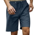 thumbnail image 4 of Domuza Men's Linen-Cotton Casual Shorts – Classic Fit Summer Beach Shorts with Pockets Navy L, 4 of 6