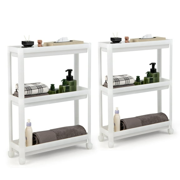 Topbuy 2 Pack 3-Tier Rolling Storage Carts, 20.8" x 6.8" x 27.5"