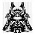thumbnail image 3 of Ambesonne Japanese Shower Curtain, Samurai Martial, 69"Wx84"L, Black White, 3 of 5