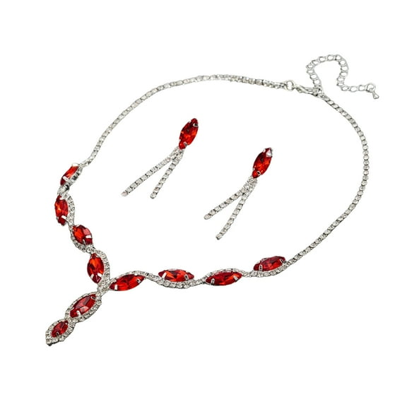 HUANLEDASH 3Pcs/Set Necklace Earring Set Shiny Rhinestone Geometric Tassel High Gloss Decorate Hypoallergenic Fashion Pink Faux Crystal Prom Wedding Jewelry Sets Anniversary Gift