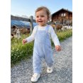 thumbnail image 5 of RUINIXCW Newborn Boy Girl Spring Fall Clothes Infant Baby Boys Girls 2 Pieces Outfit Long Sleeve White Romper Plaid Print Bib Overall Pants Set, 5 of 9