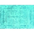 thumbnail image 1 of Ahgly Company Machine Washable Indoor Rectangle Oriental Turquoise Blue Industrial Area Rugs, 2' x 5', 1 of 4
