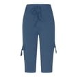 thumbnail image 5 of WCMZJ Capri Pants for Women 2024 Capri Leggings Lightweight Summer Casual High Wasit Stretch Pants with Pockets Cropped Trousers Navy XL, 5 of 6