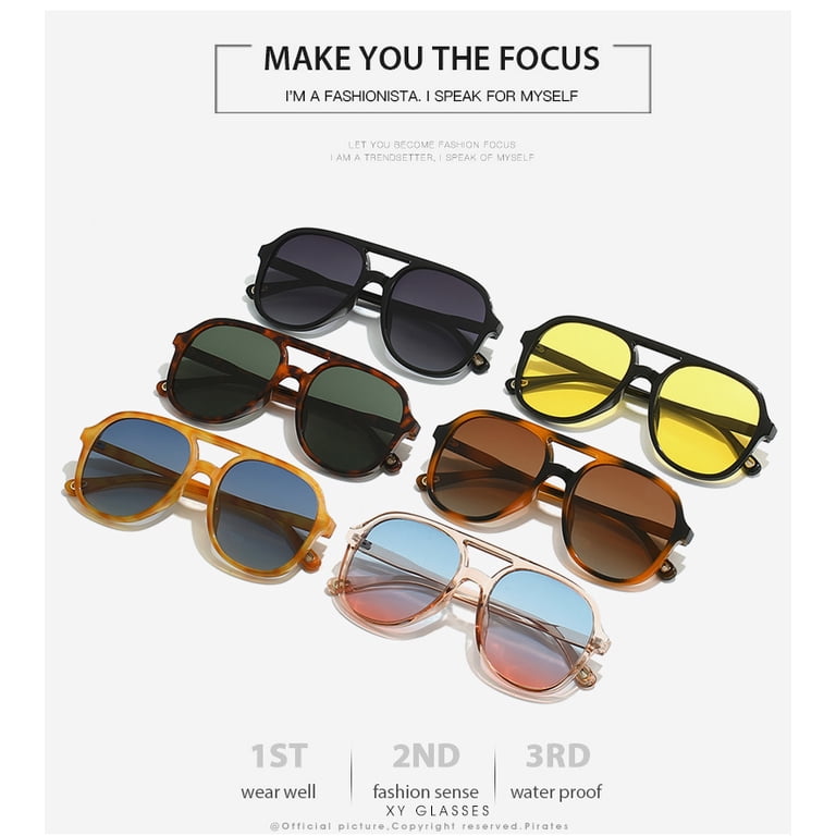 Retro 70s Square Aviator Polarized Sunglasses with Double Bridge Frame Amazon.com: Foliful Retro Classic Aviator Square Sunglasses  main image 2
