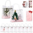 thumbnail image 1 of 40PCS Bolsas de Regalo de PVC Transparente con Asas,Bolsas de Plástico Reutilizable con Rafia 500 Pcs Pegatinas de Amor,Bolsas de Dulces,Bolsa de Compras para Bodas Cumpleaños, Fiestas 20x20x9 cm, 1 of 4
