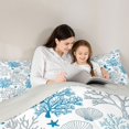 thumbnail image 4 of Castle Fairy Minimal Line Coral Shell Tile Twin Comforter Sets 2pcs,Blue Starfish Monochrome Seamless Print Bedding Set,Navy White,Grey Reversible,1 Comforter and 1 Pillowcase, 4 of 6