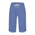 thumbnail image 5 of LEKODE Capris Athletic Pants for Women Golf Pants Linen Pants Women Pants for Women Loose Fit Comfy Pants Women Wide Leg Pants Woman Running Pants Women Blue XL, 5 of 8